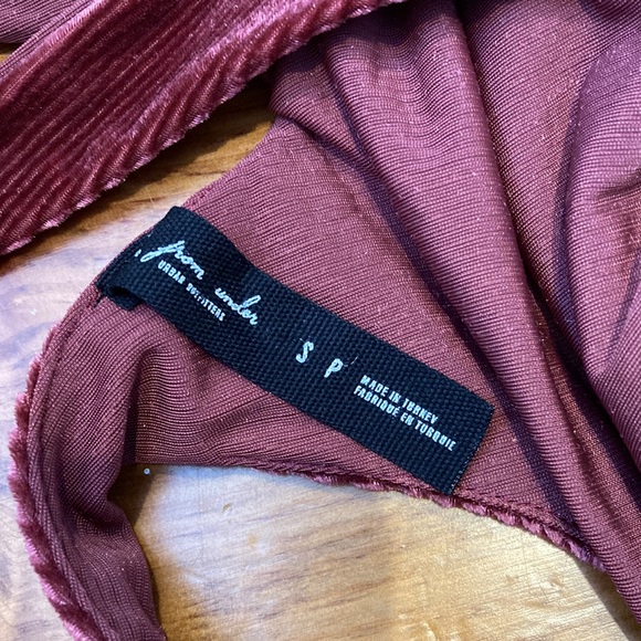 OUT FROM UNDER (UO) S Burgundy Ribbed Velour Crop Tank Top - Picture 8 of 10